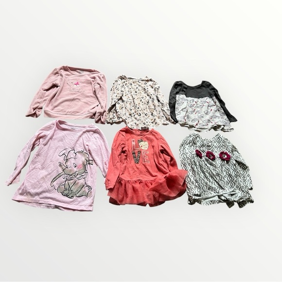 Girl’s 24 months Set of 6 Long Sleeve Toddler Tops - Picture 1 of 1